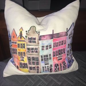 Rainbow Row Charleston, SC Throw Pillow